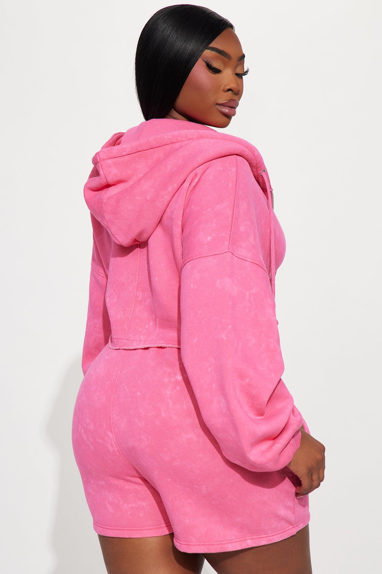 On The Go Fleece Short Set - Pink Product Image