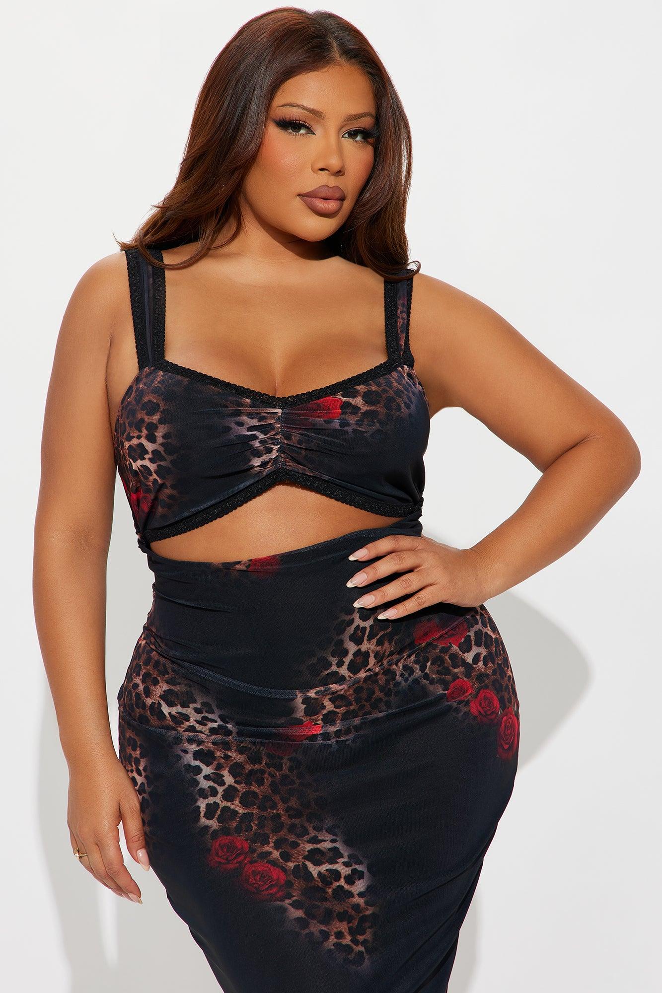 Andrea Animal Floral Mesh Midi Dress - Leopard Female Product Image