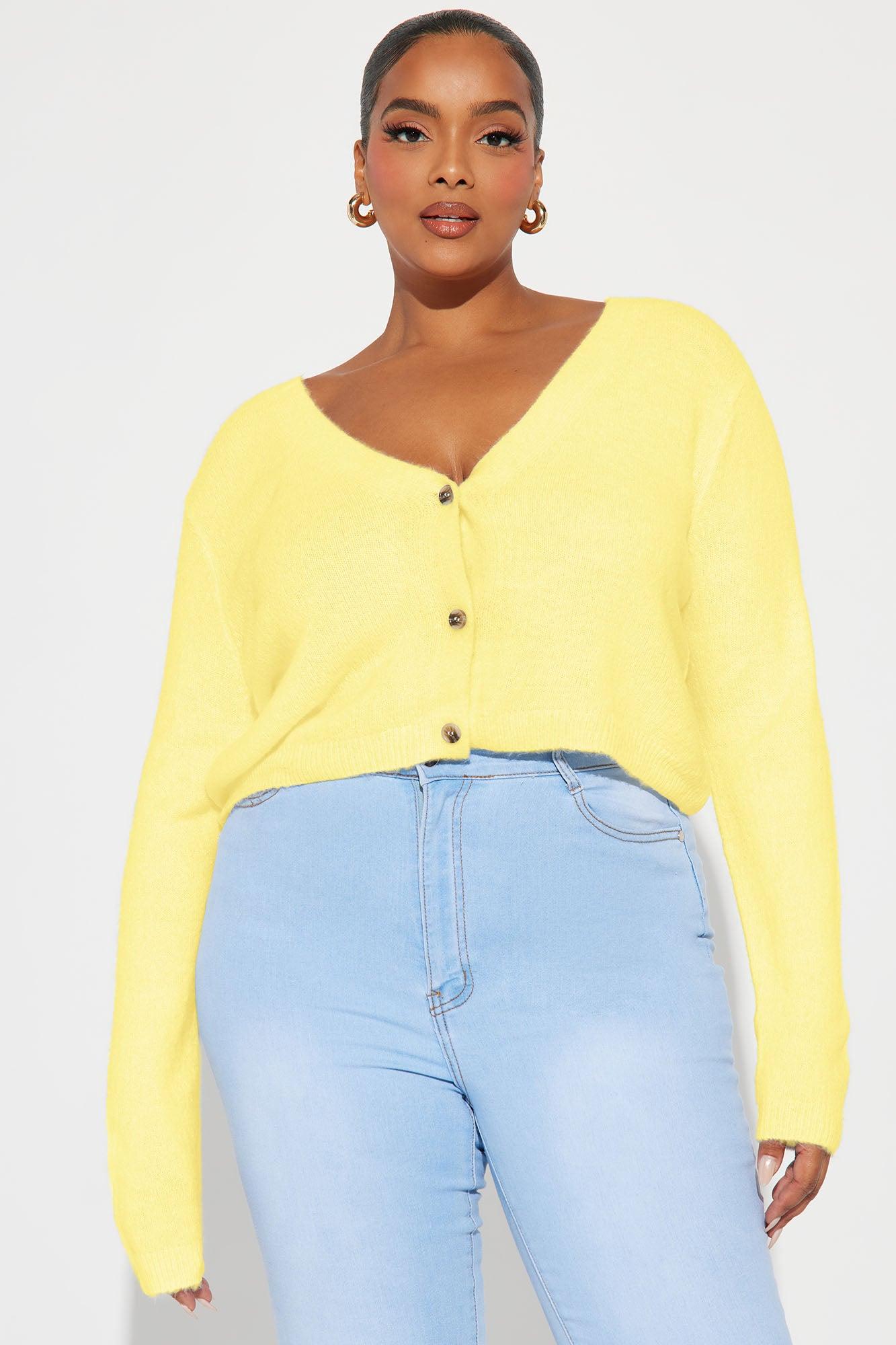 Albyn Cropped Cardigan Sweater - Yellow Female Product Image