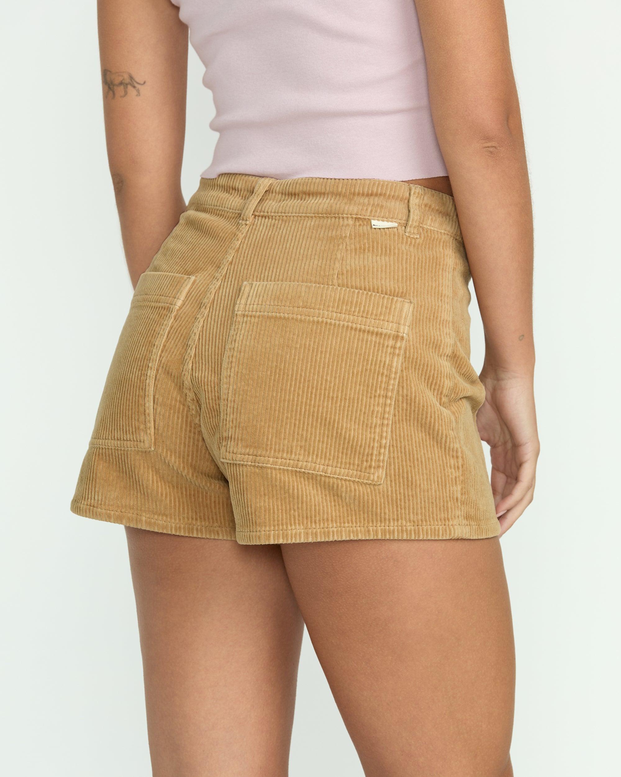 Free Fall Corduroy Shorts - Khaki Female Product Image