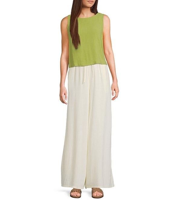 Sadie & Sage Linen Blend Elastic Waist Wide Leg Pull-On Pants Product Image