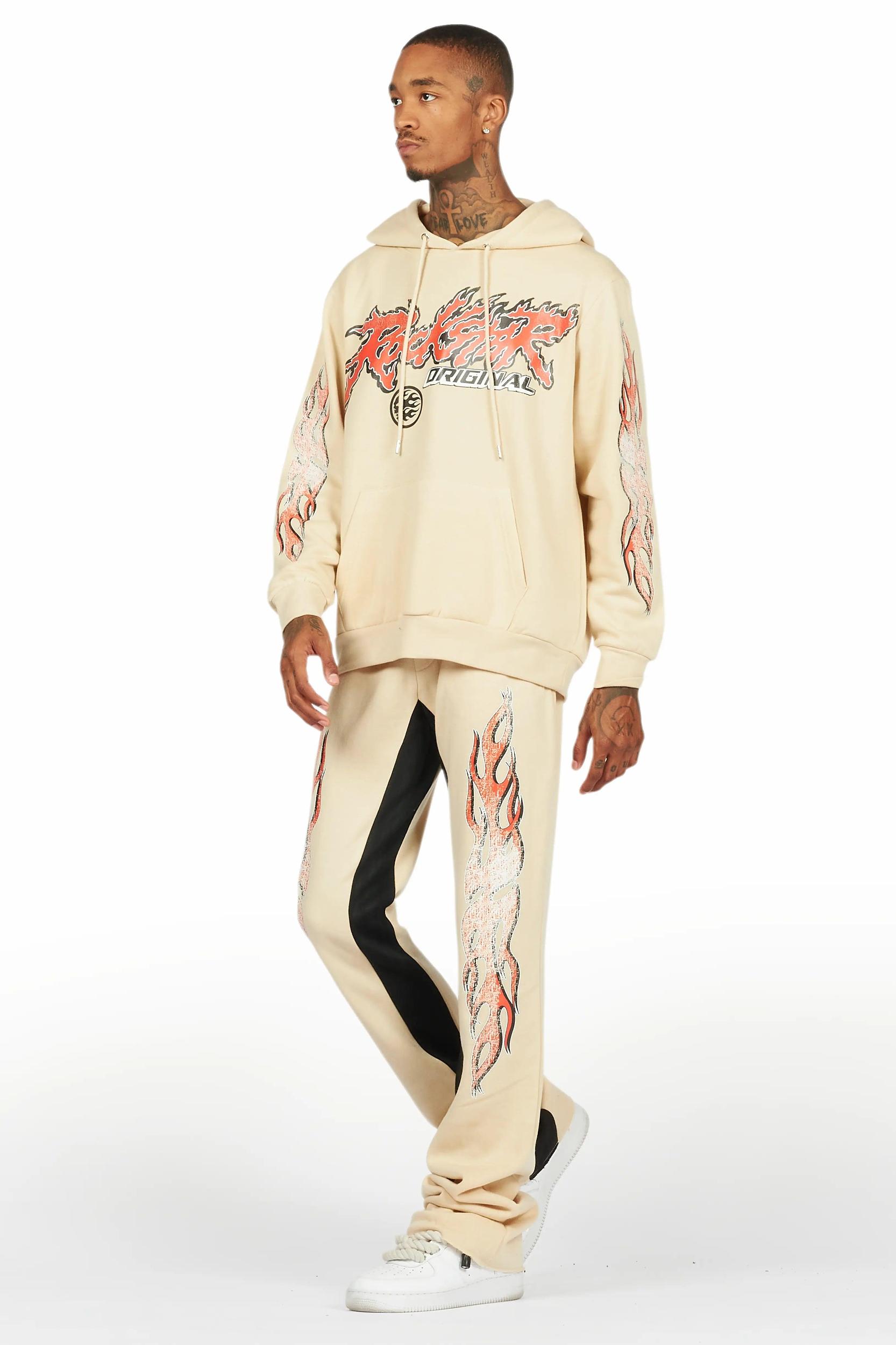 Yash Beige Hoodie Baggy Fit Pant Track Set Male Product Image