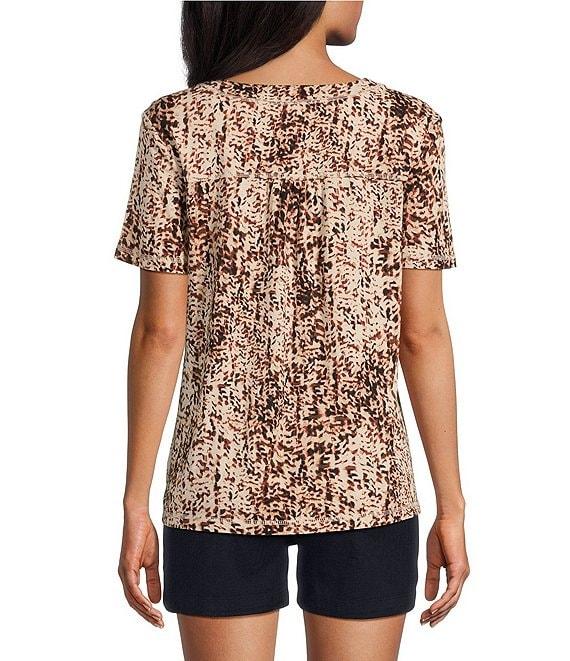 Westbound Animal Texture Short Sleeve V-Neck Top Product Image