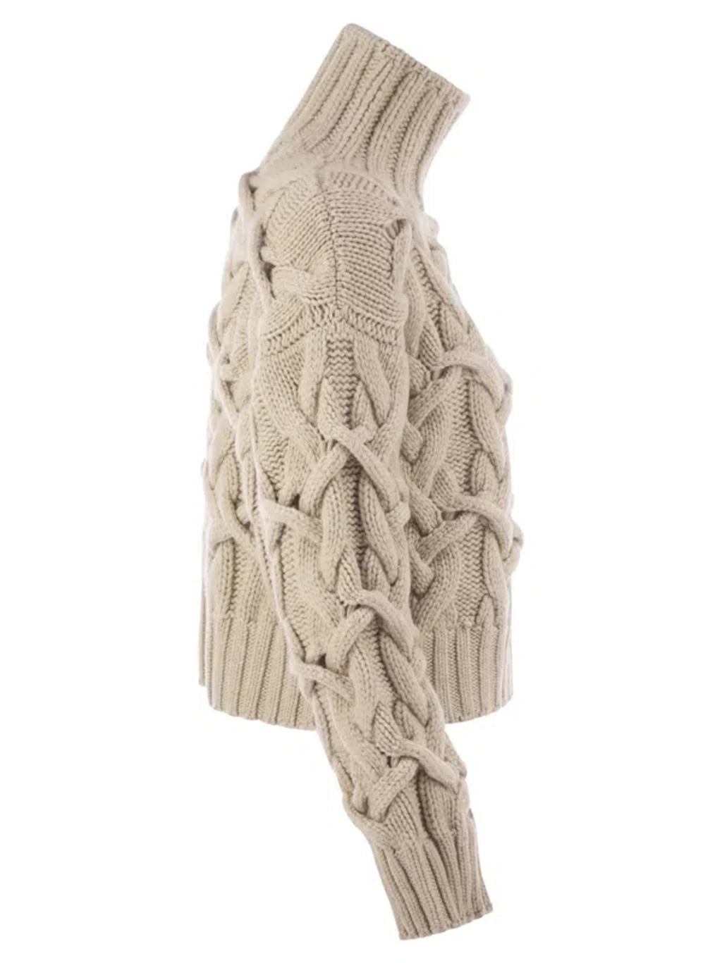 BRUNELLO CUCINELLI Braided Sweater Sweaters And Cardigans Beige In Neutral Product Image