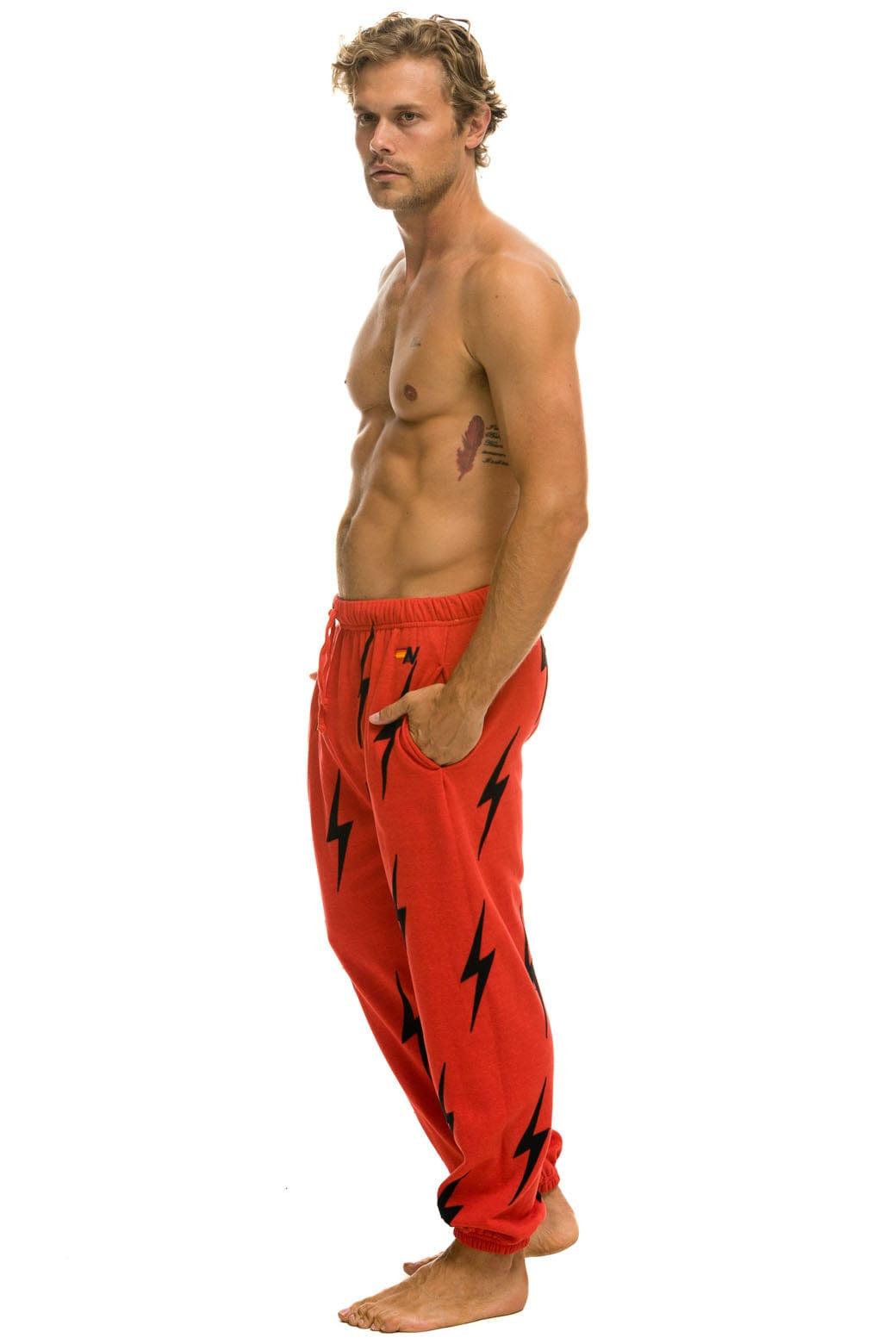 BOLT STITCH REPEAT SWEATPANTS - RED // BLACK Male Product Image