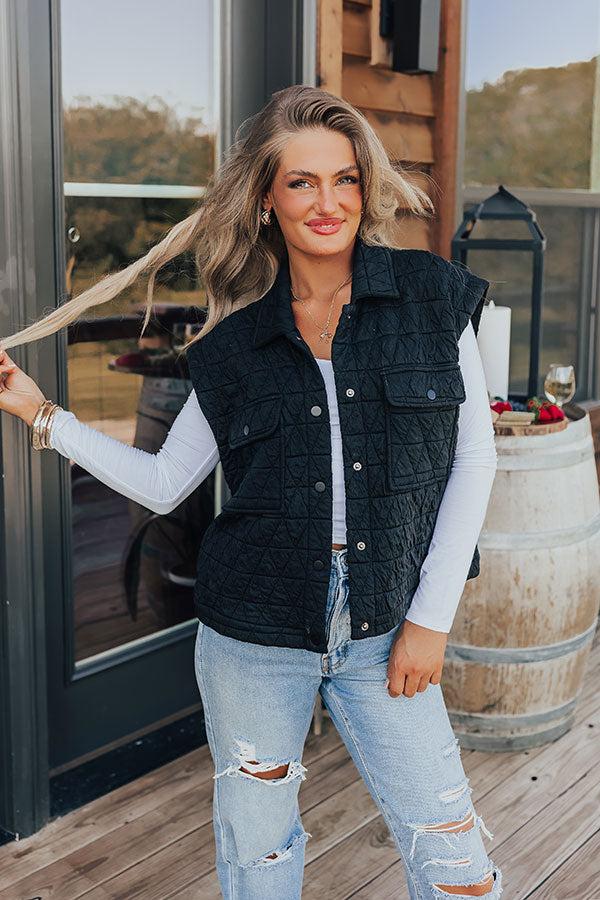 Mountain Lodge Cutie Quilted Vest in Black Product Image
