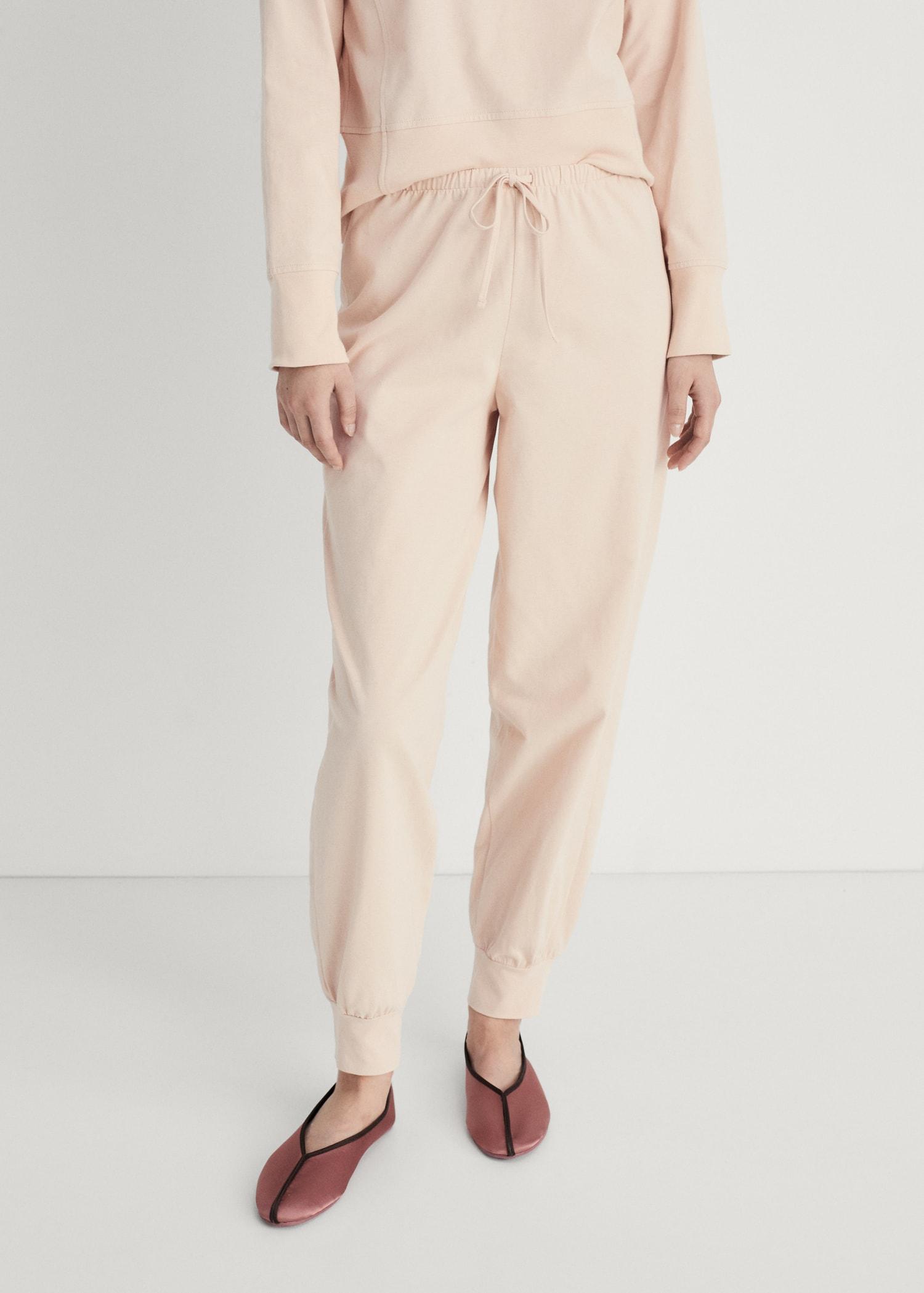 Cotton pants with soft finish - Women | MANGO USA Product Image