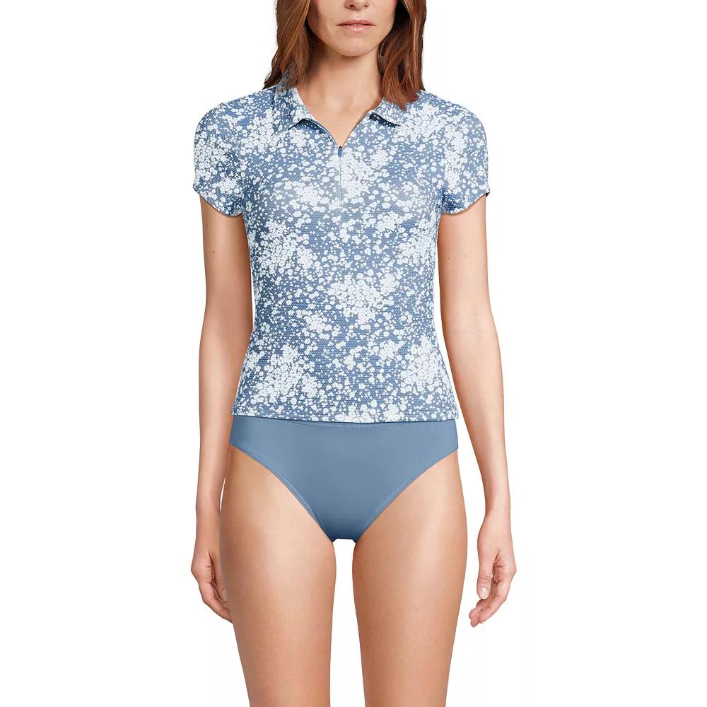 Women's Lands' End Short Sleeve Pique Johnny Collar UPF 50 Rashguard, Size: XS, Dusk Meadow Floral Product Image