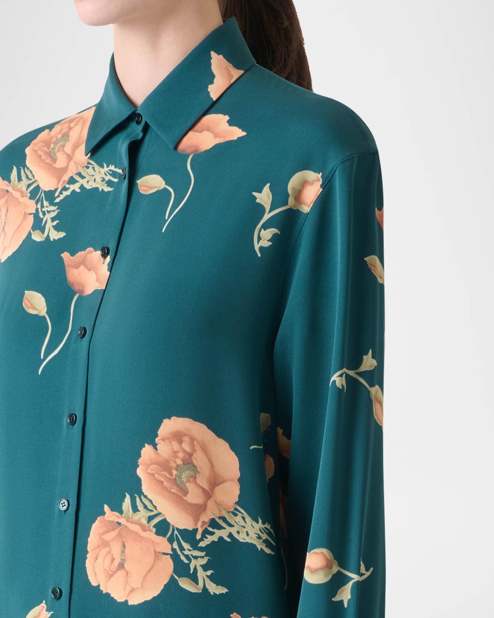 Printed Silk-Crepe Tunic Blouse Product Image