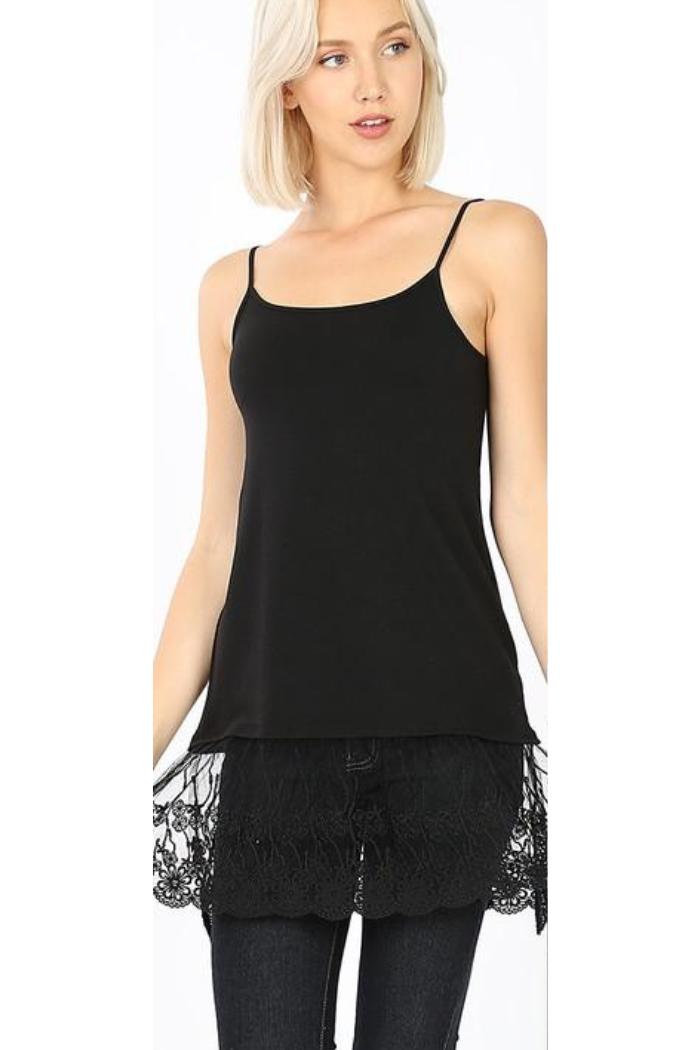 Long line cami lace bottom detail Product Image
