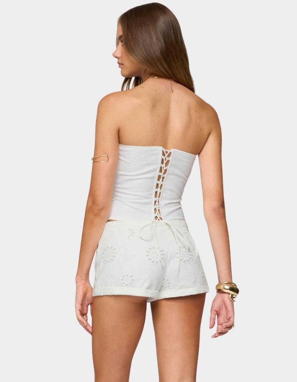 EDIKTED Hadar Linen Look Corset - WHITE Product Image