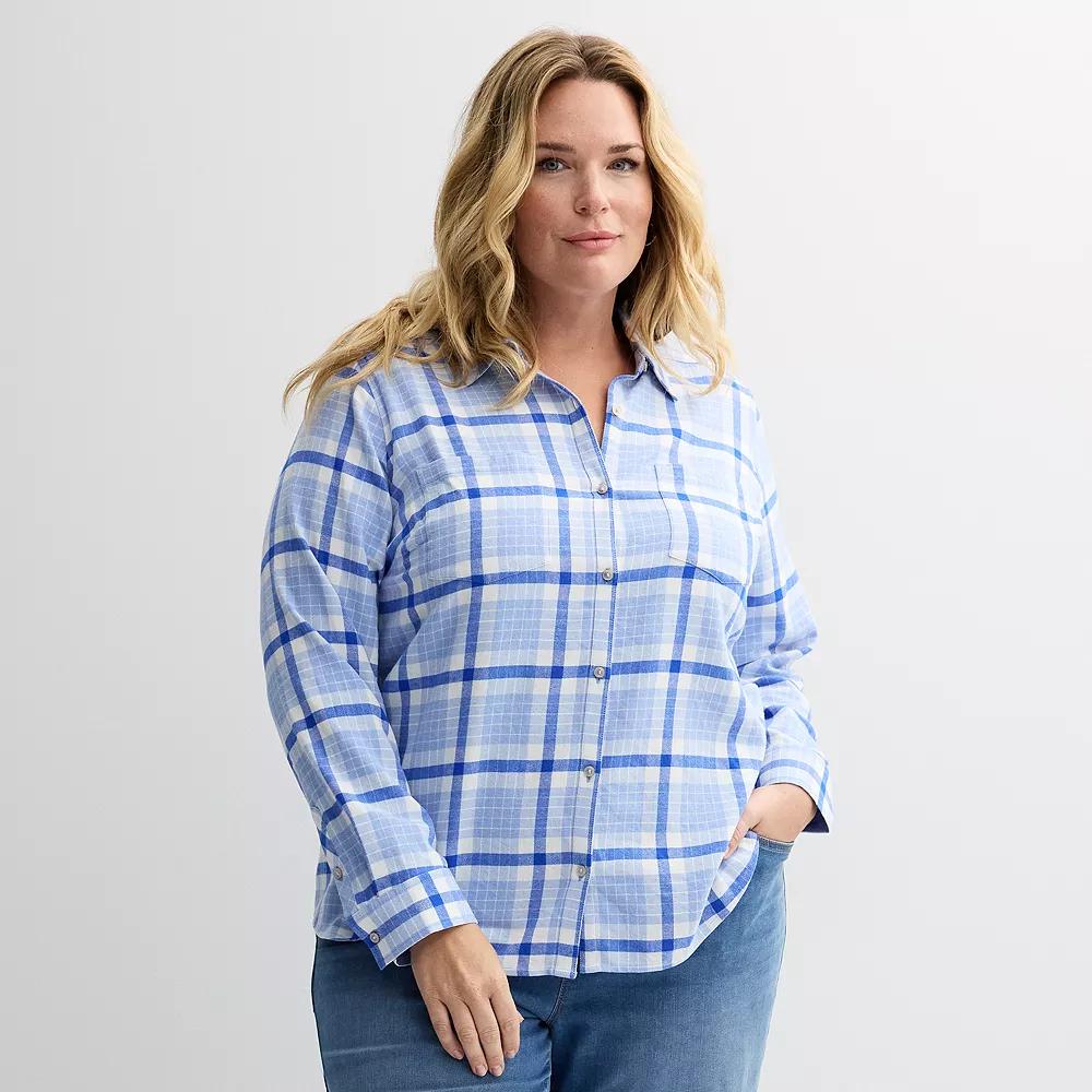Plus Size Croft & Barrow® The Extra Soft Plaid Flannel Shirt, Women's, Size: 2XL, Blue Special Plaid Product Image