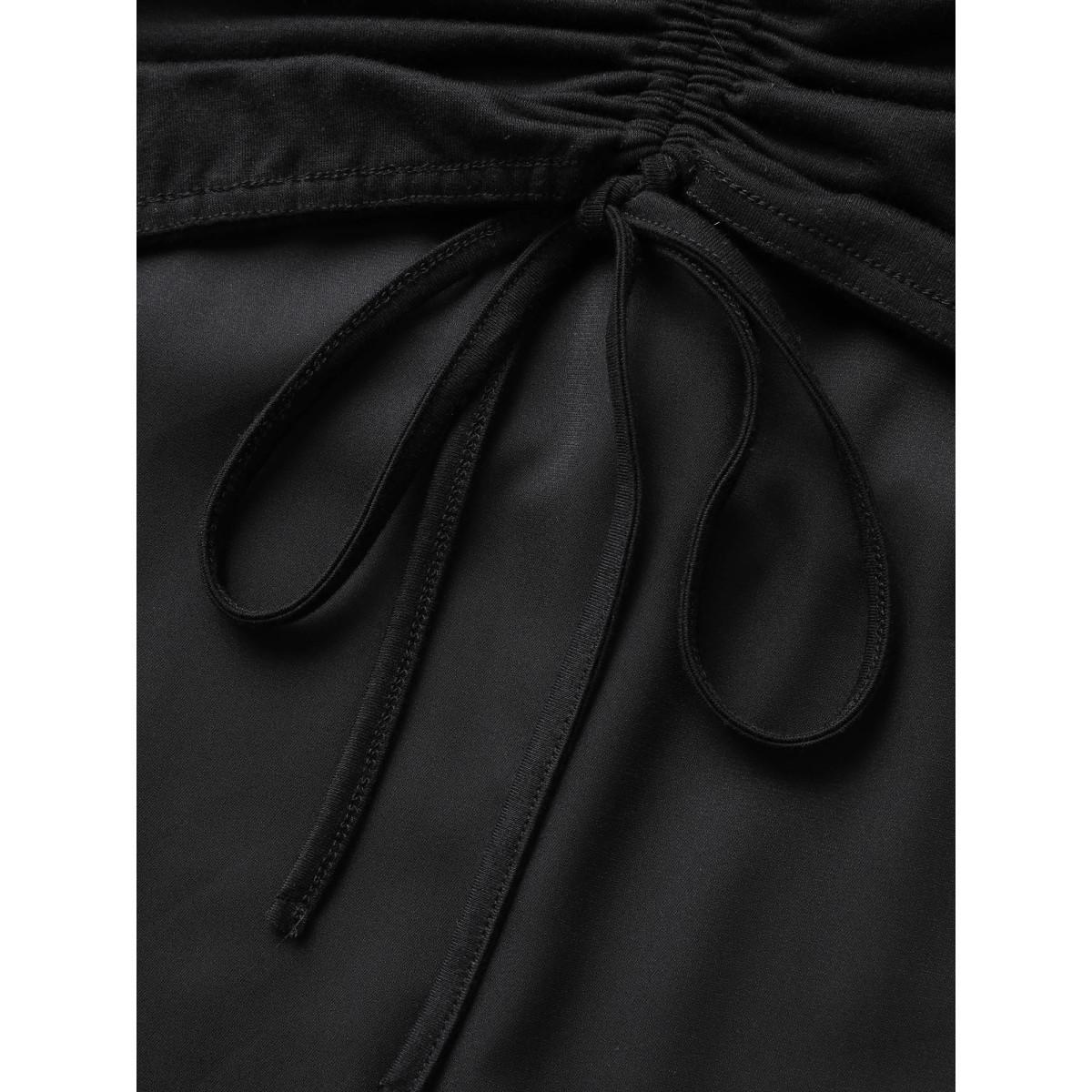 Plus Size Everywhere Dress - A-Line Monochromatic Dress Black Women Elegant Gathered Non Sleeveless Curvy BloomChic 18-20/2X Product Image