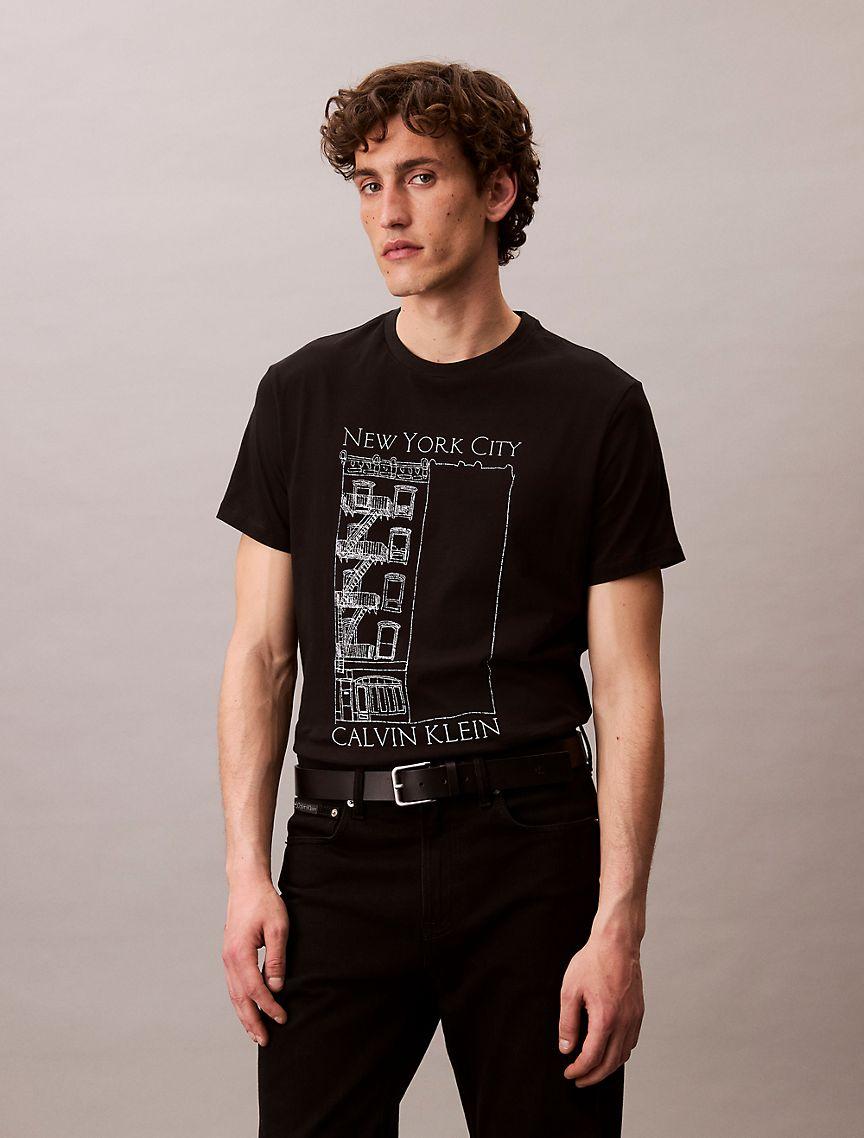 Calvin Klein Mens Apartment Logo Graphic Classic T-Shirt - Green Product Image