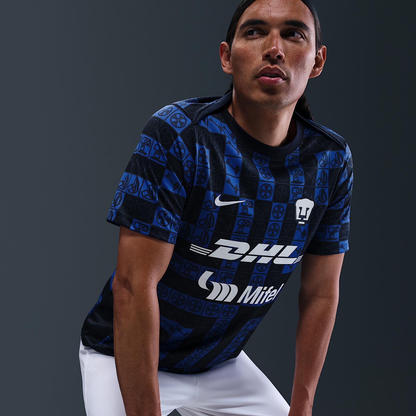 Pumas UNAM Academy Pro Nike Mens Dri-FIT Soccer Pre-Match Short-Sleeve Top | HJ7153-452 Product Image