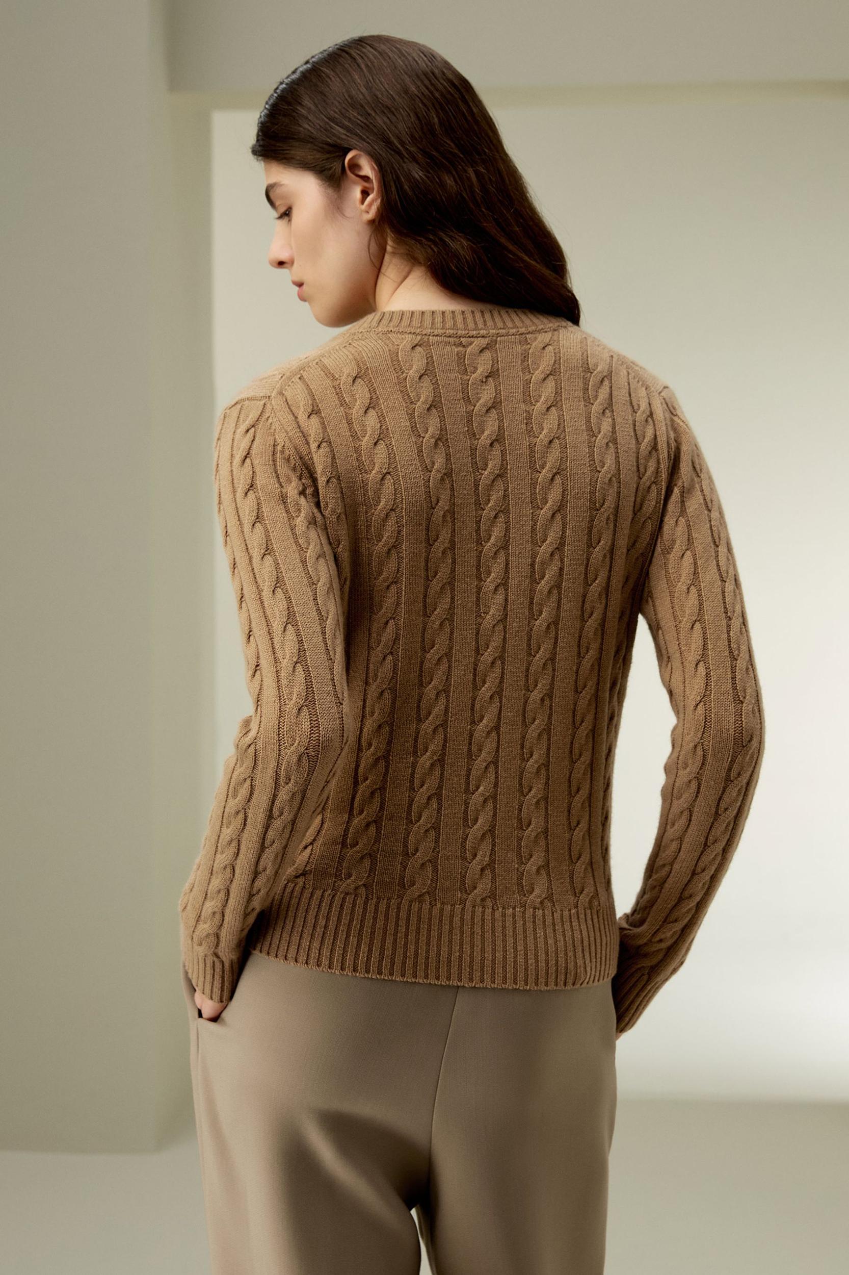 LILYSILK Woolen Pullover - for Women - Camel Cashmere-Wool Blend - Comfortable Ribbed Edges Sweater L Product Image