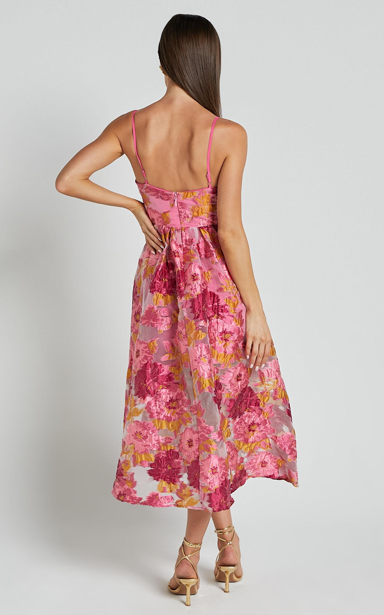 Brailey Midi Dress - Aline Corset Detail Dress in Light Pink Product Image