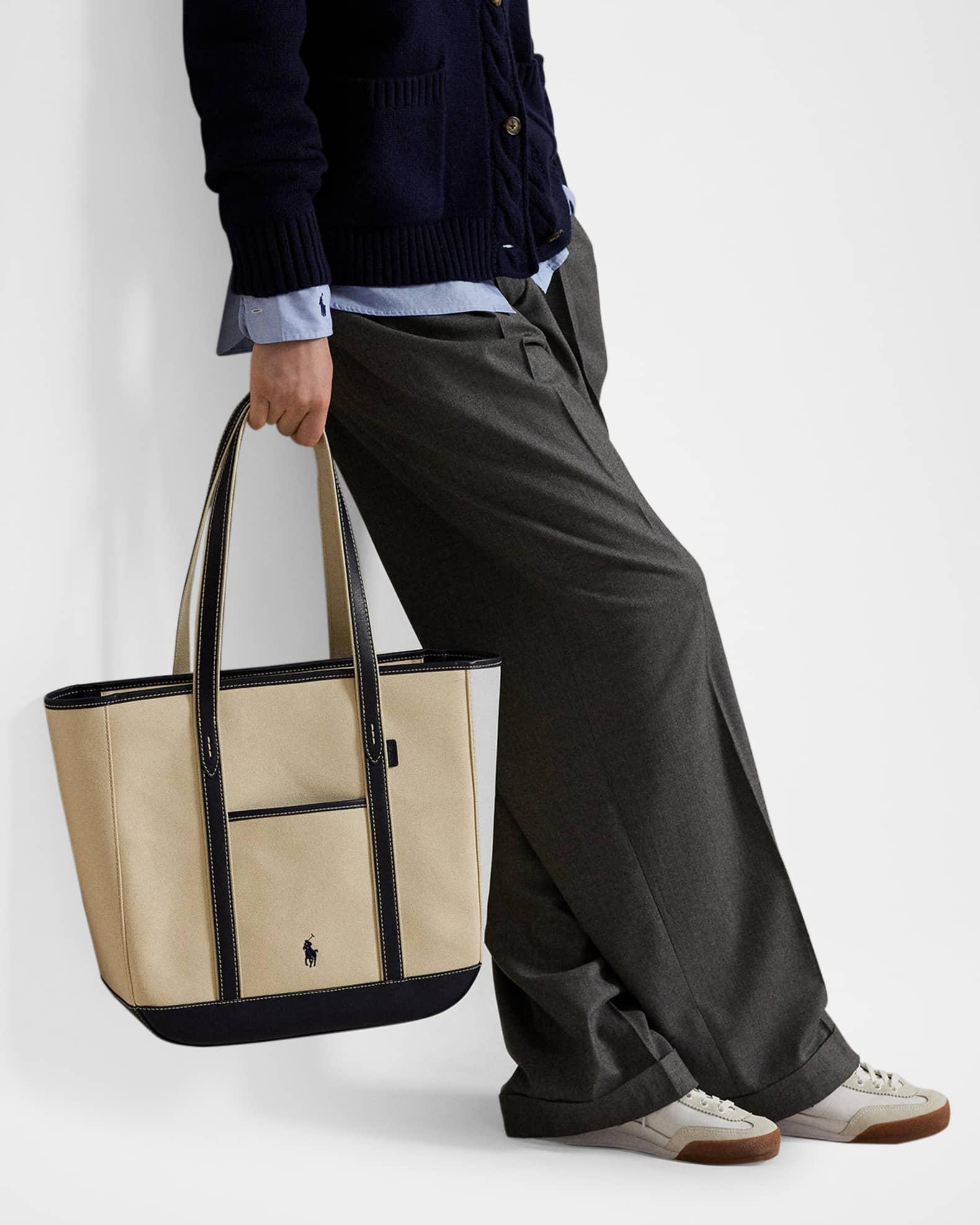 Canvas and Leather Medium Tote Bag  Product Image