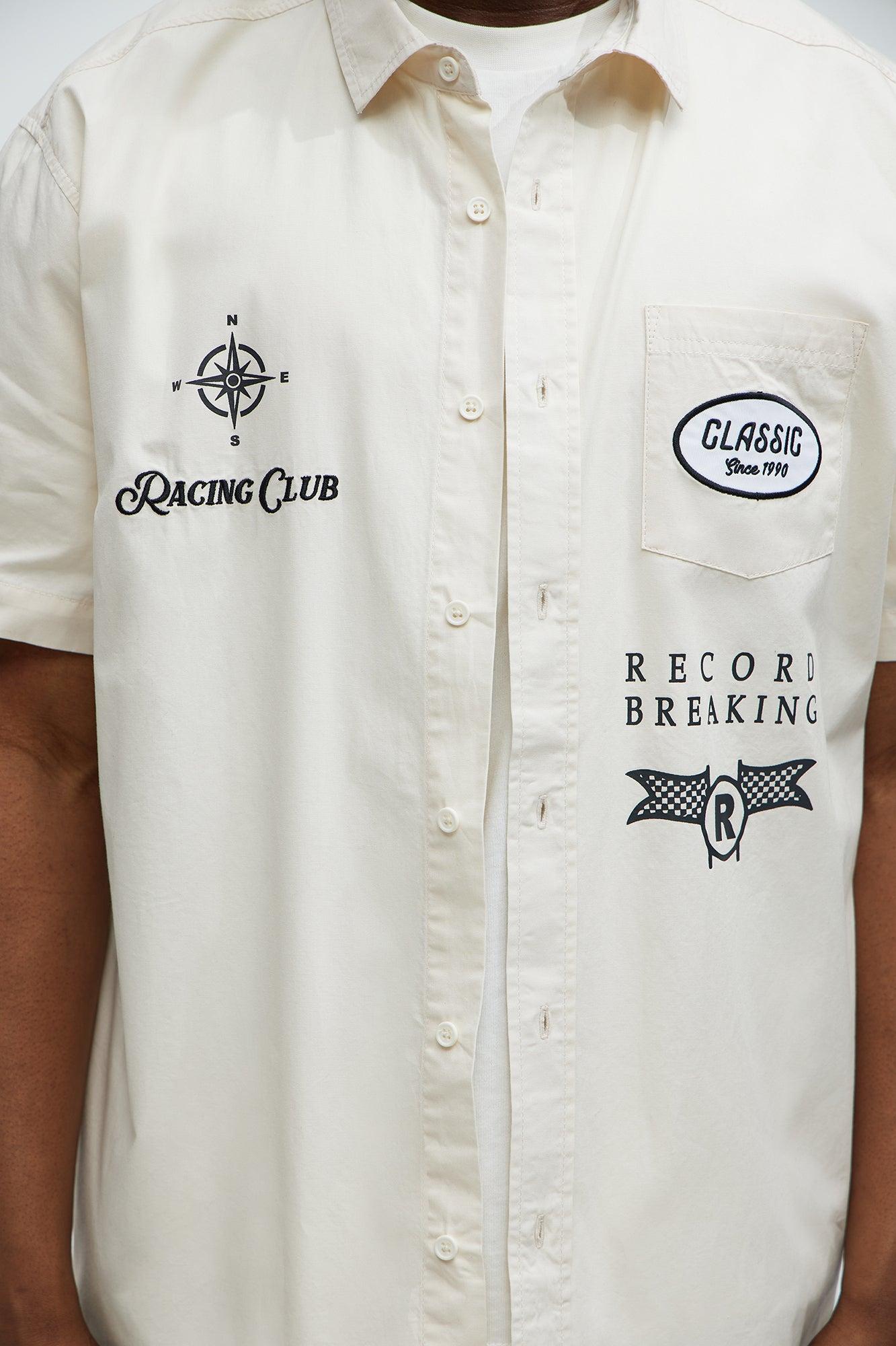 Racing Club Short Sleeve Button Up Shirt  - Cream Product Image