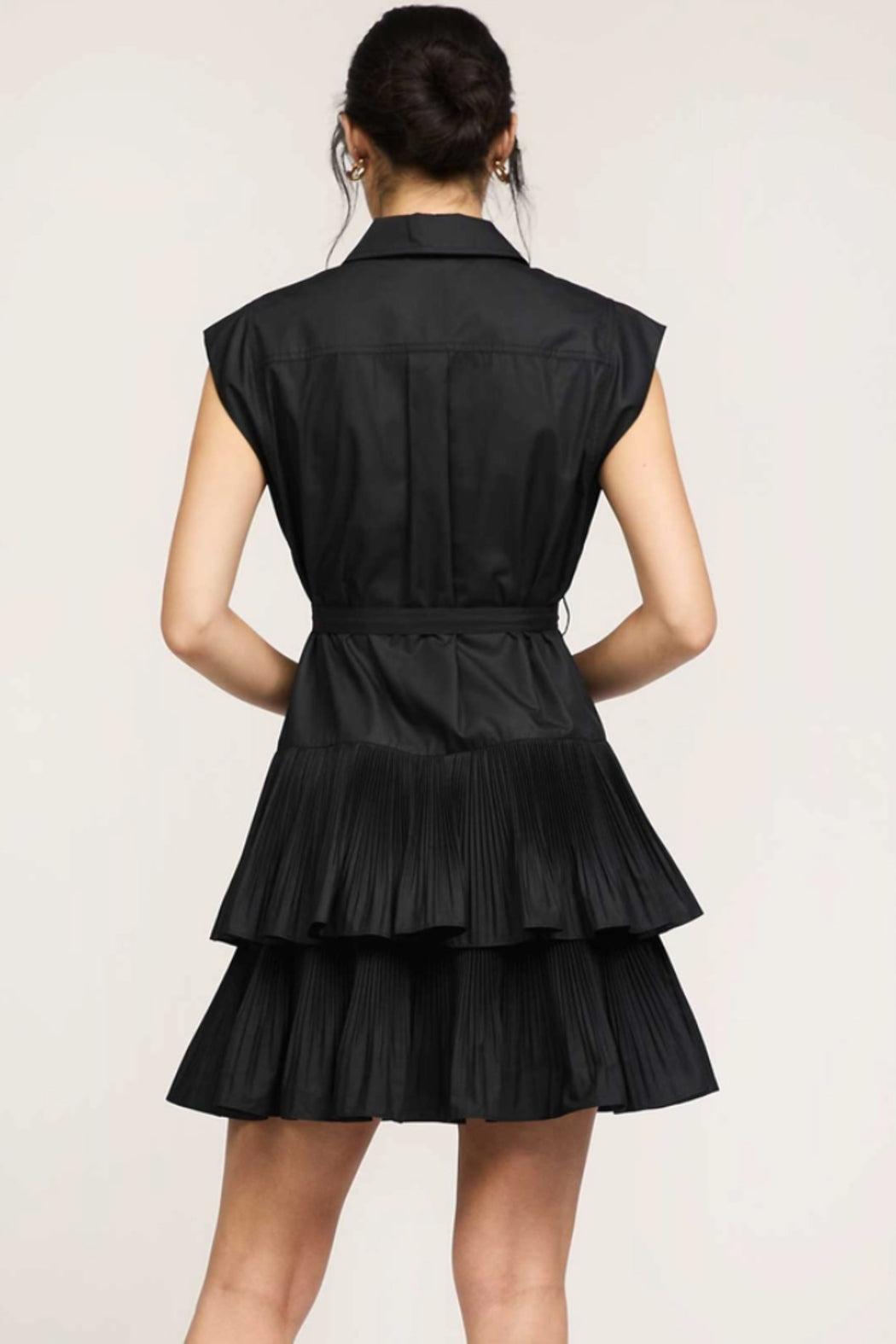 Button Down Tiered Mini Dress W/Self Belt Product Image