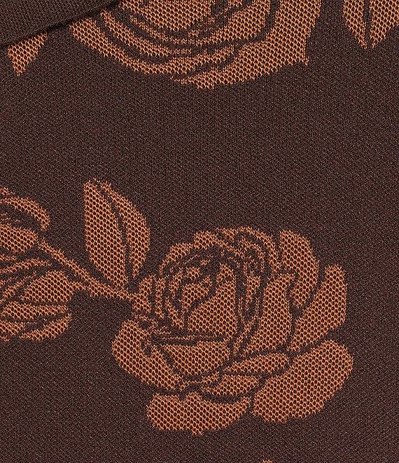 Leo & Nicole Plus Size Envelope Neck Long Sleeve Allover Rose Jacquard Sweater Product Image