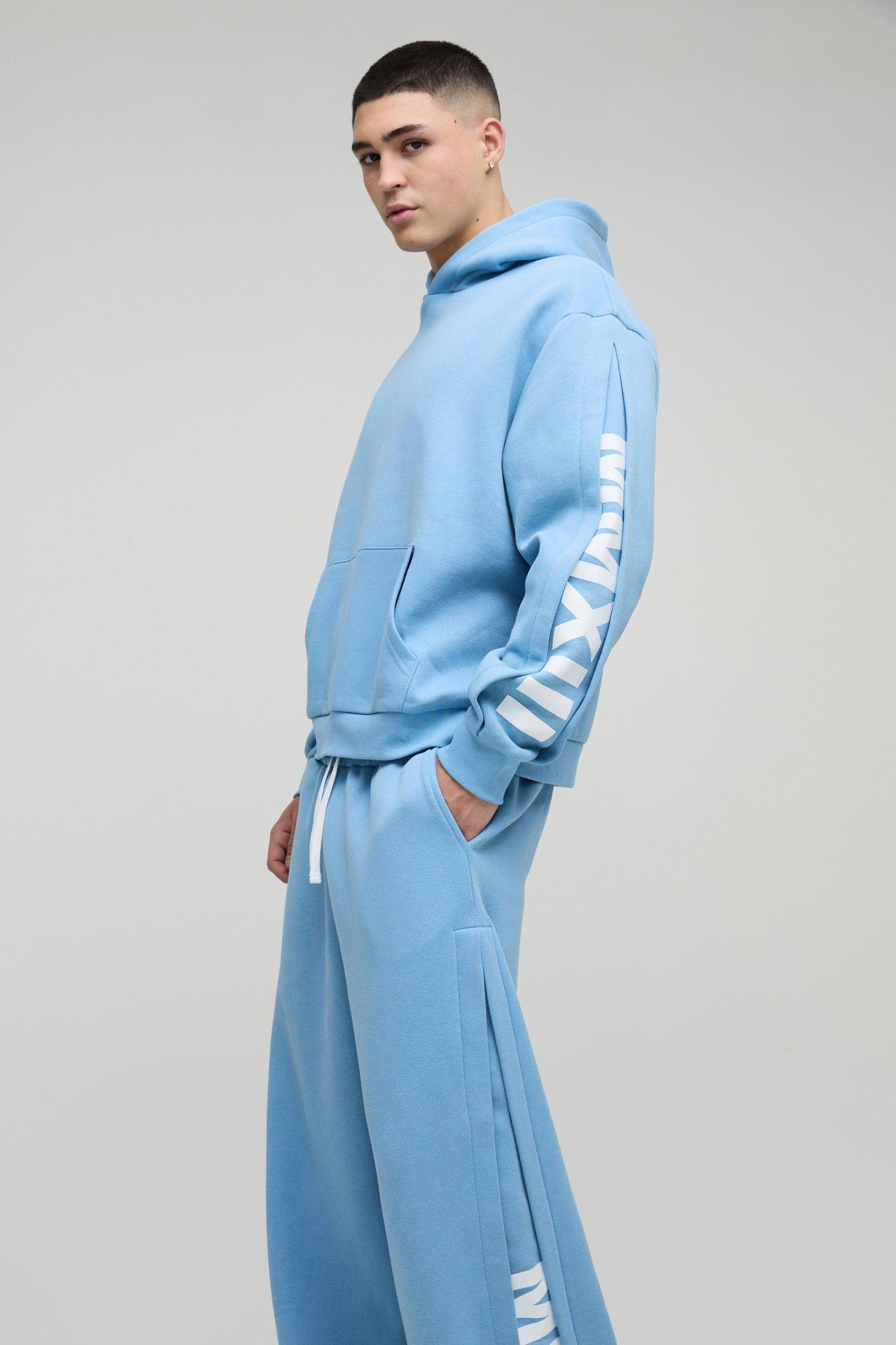 Oversized Boxy Hooded Wide Pleat Gusset Tracksuit | boohooMAN USA Product Image