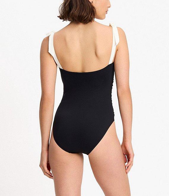 kate spade new york Side Shirred Over the Shoulder Bow Tie One Piece Swimsuit Product Image