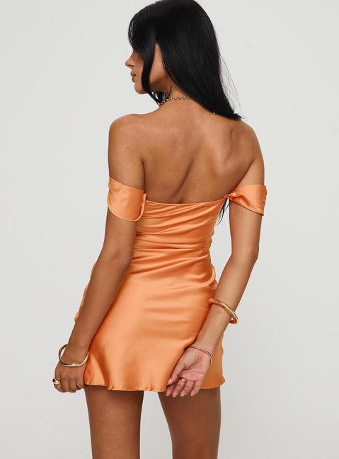 Zabbarra Off The Shoulder Mini Dress Orange Product Image