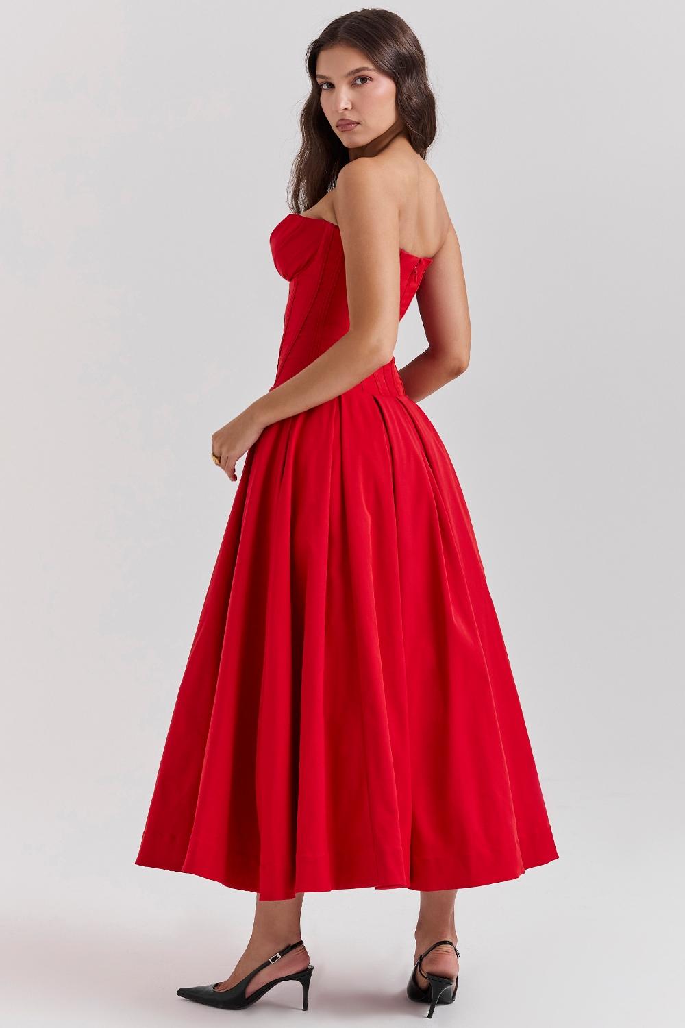 Lady  scarlet strapless midi dress Product Image