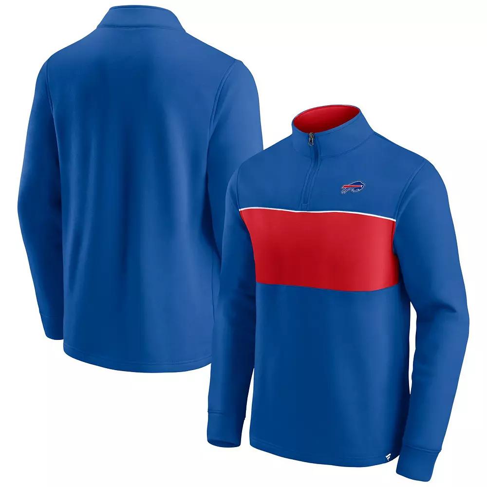Men's Fanatics Branded Royal/Red Buffalo Bills Block Party Quarter-Zip Jacket, Size: 4XL, Blue Product Image