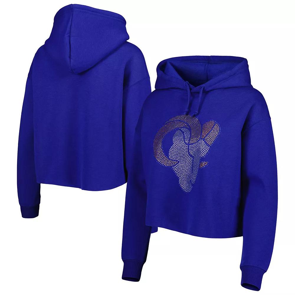 Women's Cuce Royal Los Angeles Rams Crystal Logo Cropped Pullover Hoodie, Size: XL, Blue Product Image