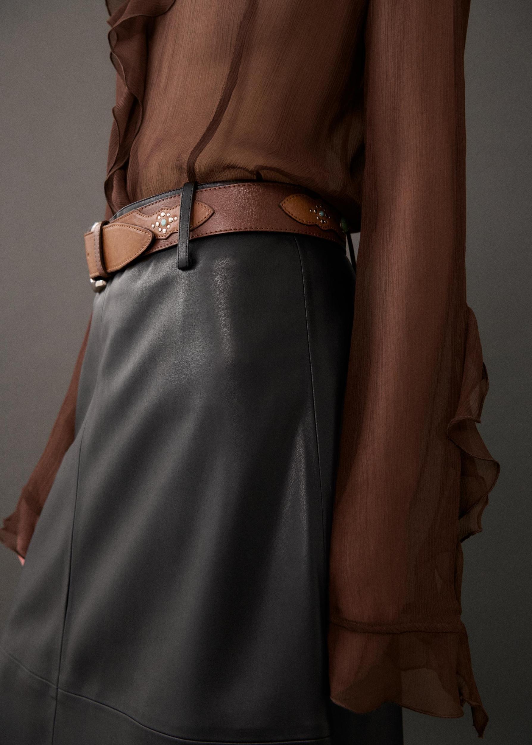 Leather-effect midi-skirt - Women | MANGO USA Product Image