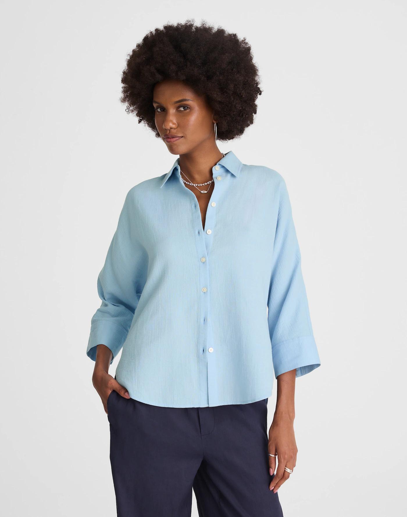 Cotton Double-Gauze Oversized Shirt Product Image