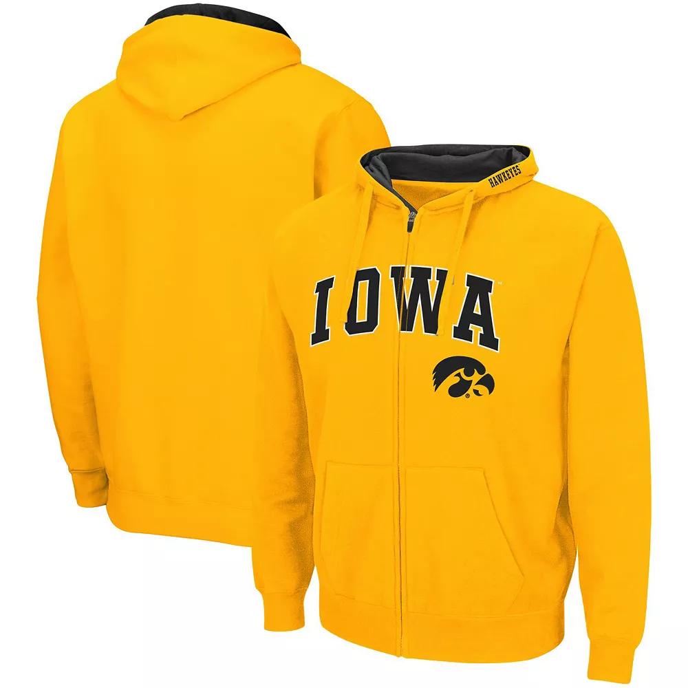 Men's Colosseum Gold Iowa Hawkeyes Arch & Logo 3.0 Full-Zip Hoodie,  Product Image