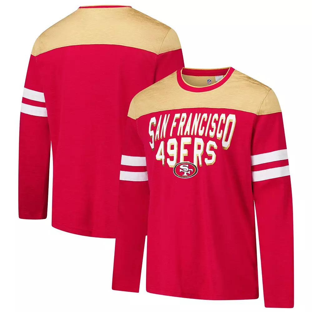 Men's G-III Sports by Carl Banks Scarlet/Gold San Francisco 49ers Adaptive Hail Mary Long Sleeve T-Shirt,  Product Image