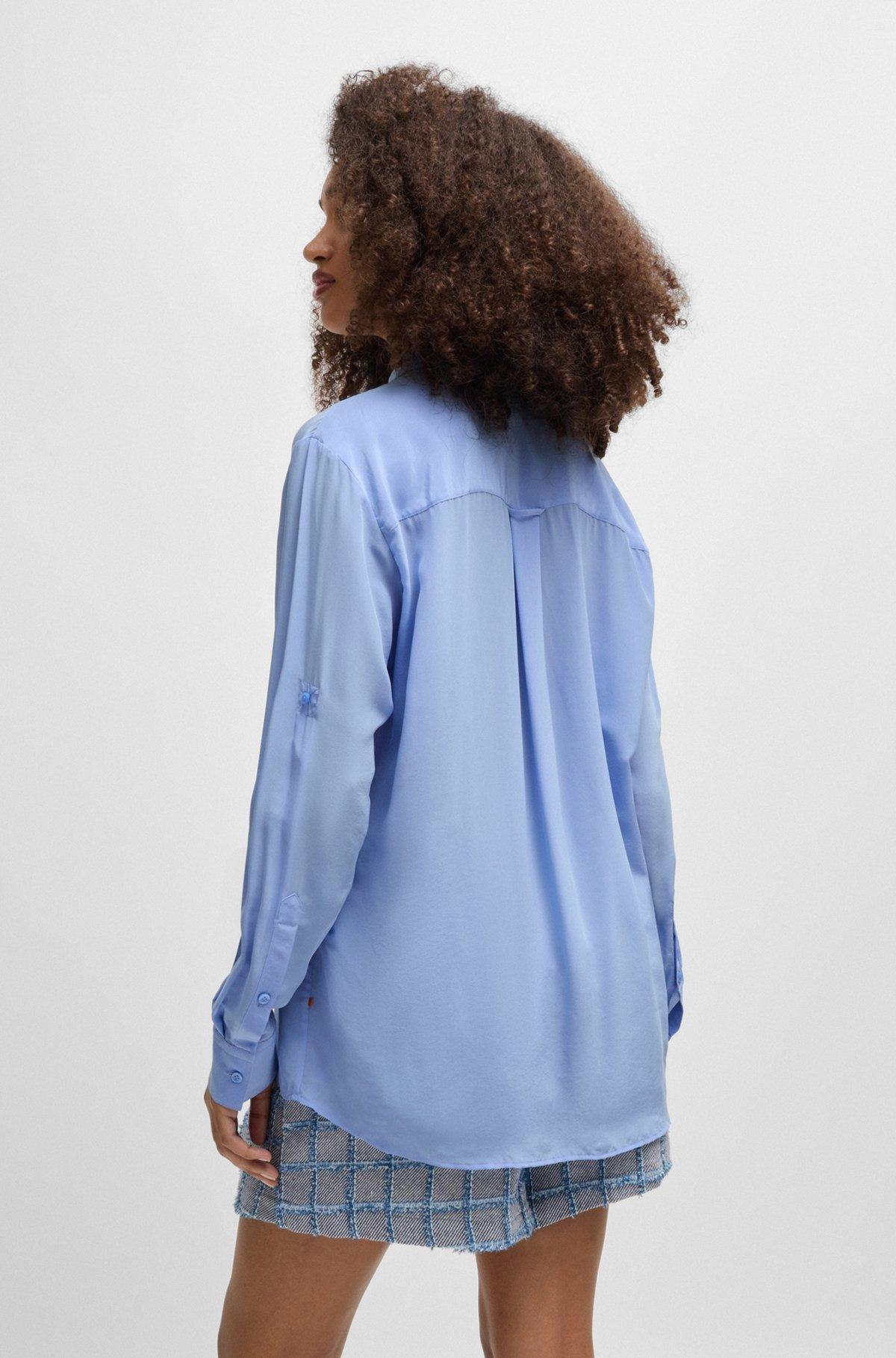 Relaxed-fit blouse in sandwashed canvas with point collar Product Image