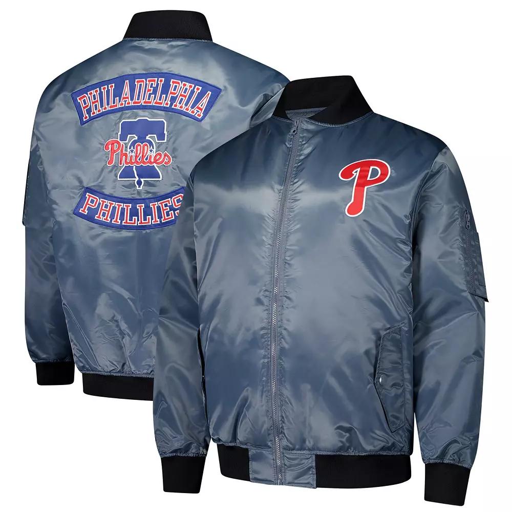 Men's Profile Charcoal Philadelphia Phillies Big & Tall Full-Zip Bomber Jacket,  Product Image