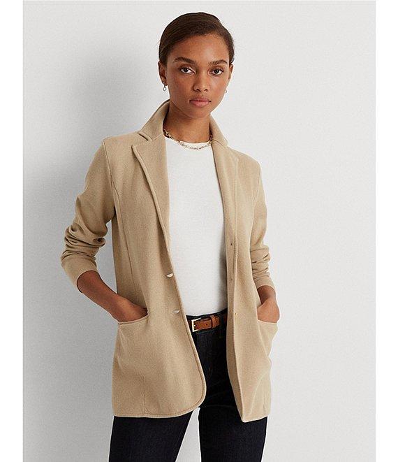 Lauren Ralph Lauren Notch Lapel Long Sleeve Cotton Knit Blazer Product Image