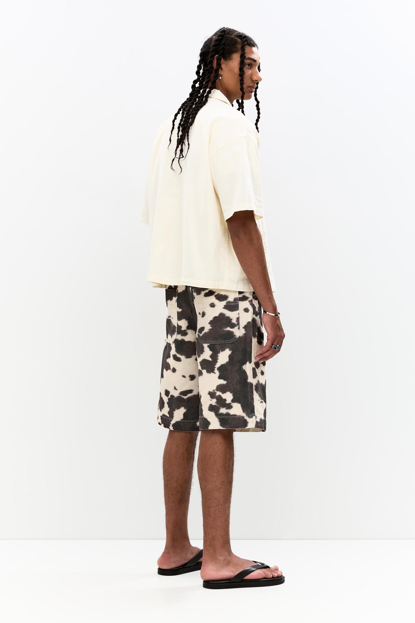 Animal print cow baggy Bermuda shorts Product Image