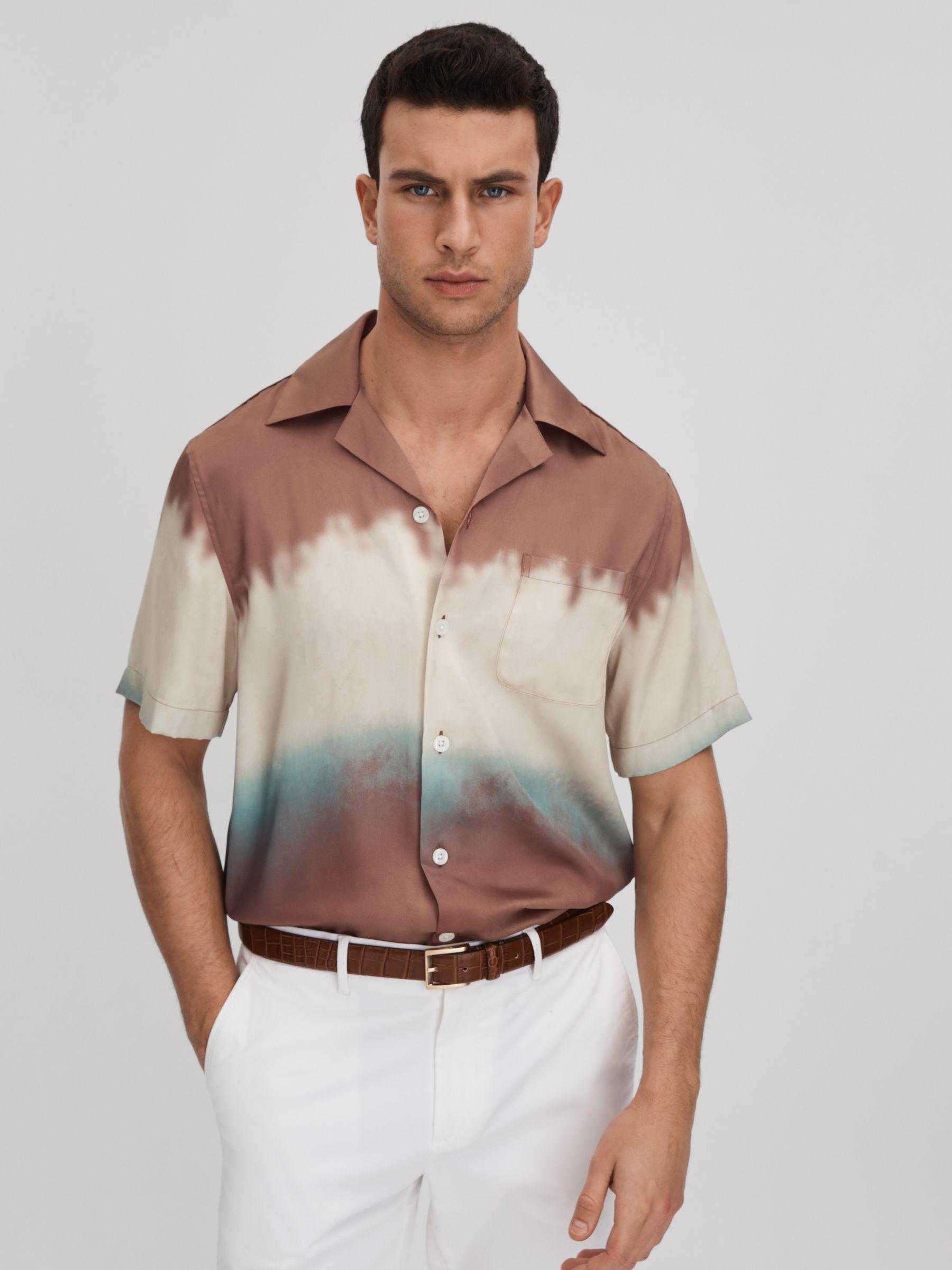 Ombre Print Cuban Collar Shirt in Tobacco Product Image
