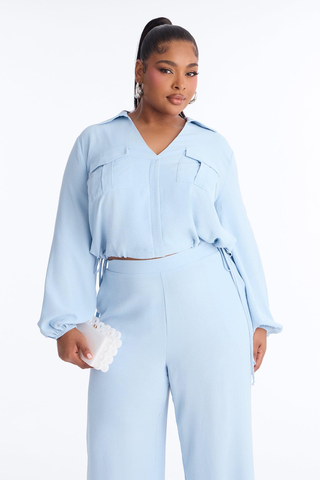 Daniela Wide Leg Pant Set - Light Blue Female Product Image