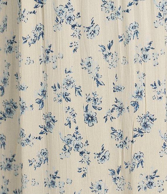 Angie Ditsy Print Scoop Neck Short Sleeve Emma Bodice Tiered Hem Midi Dress Product Image