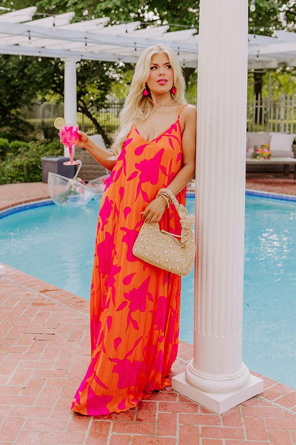 Vibrant Moment Floral Maxi Dress in Tangerine Product Image
