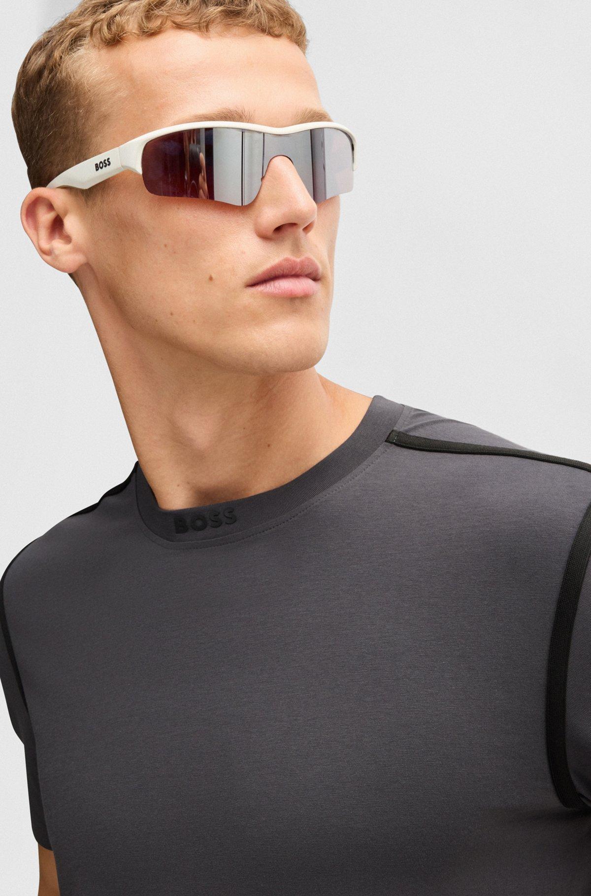 Stretch-cotton T-shirt with tape trims Product Image