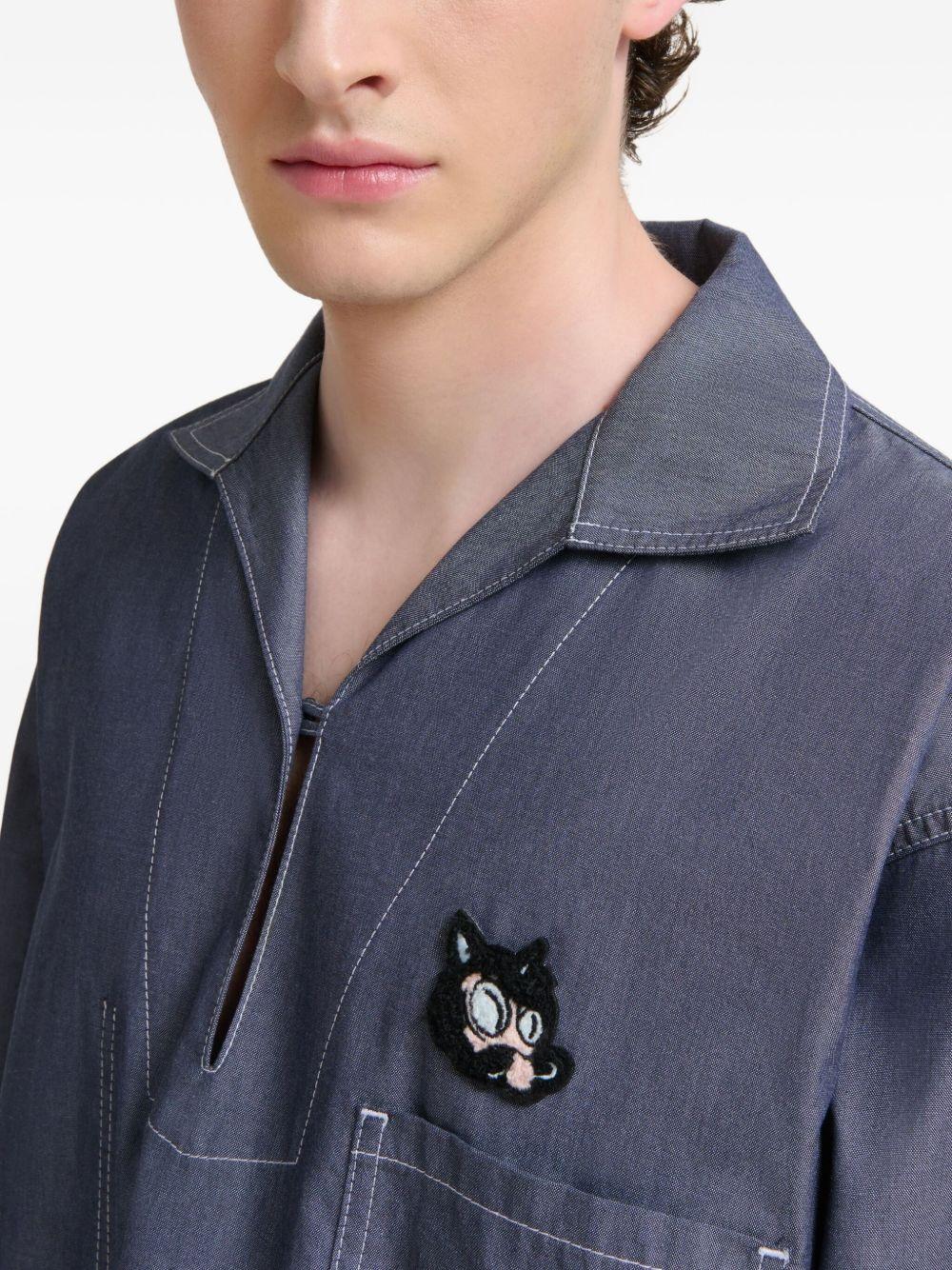 polo-collar chambray shirt Product Image