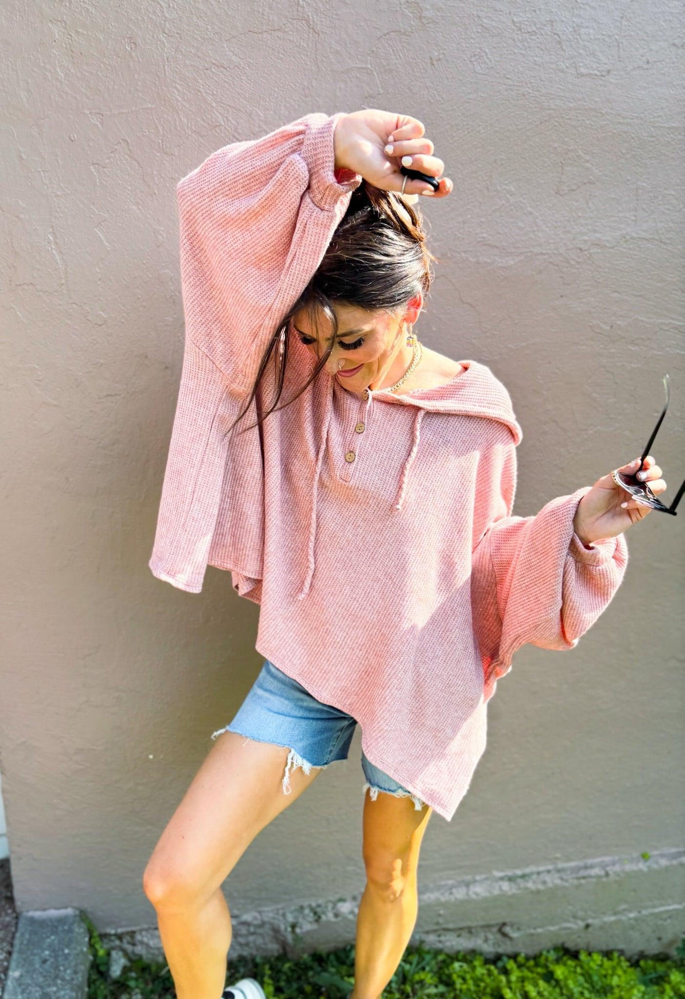 Oversized Waffle Knit Tunic Sweater Product Image