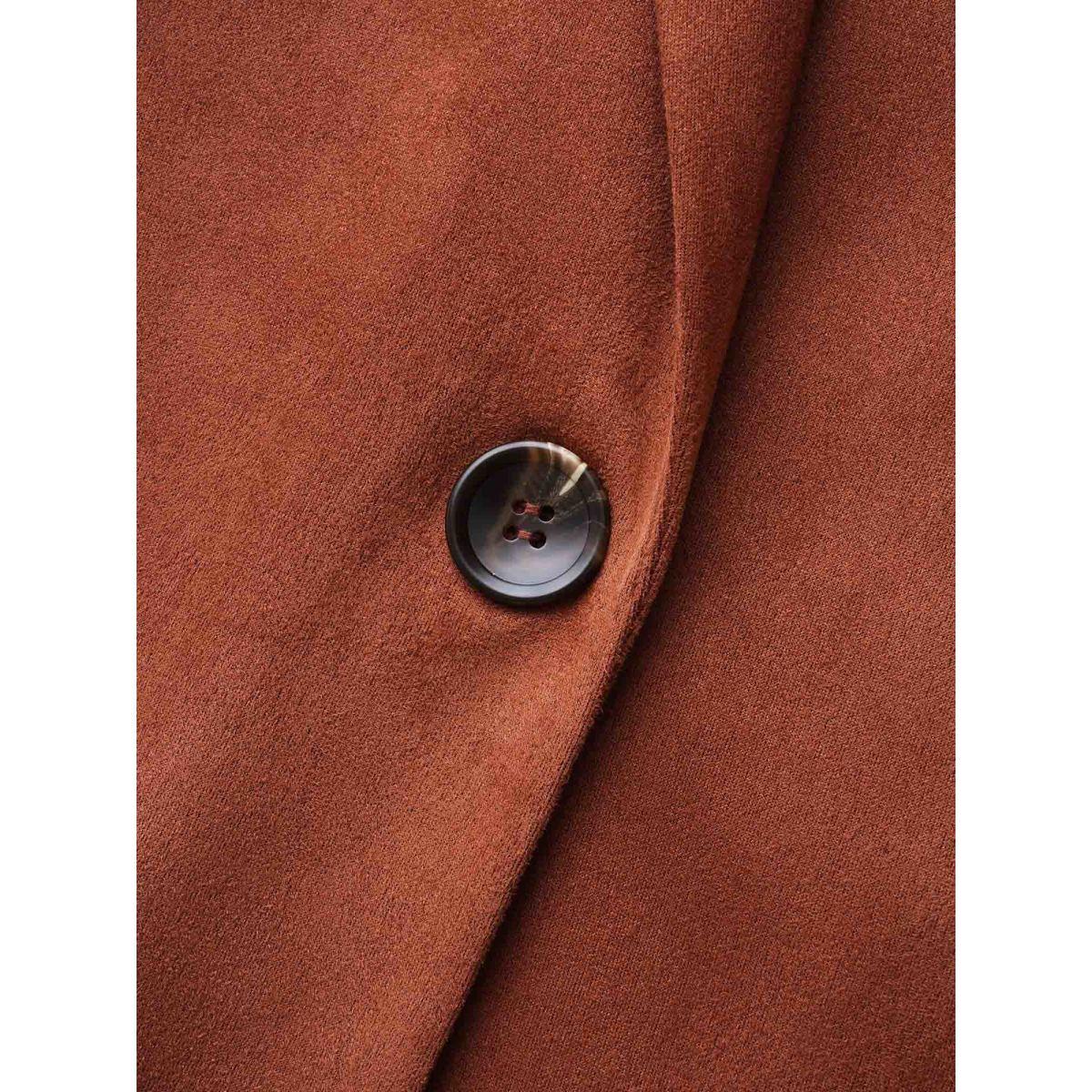 Plus Size Suit Collar Faux Suede Belted Jacket Women Rust Belted Side seam pocket Belt Everyday Jackets BloomChic 14-16/1X Product Image