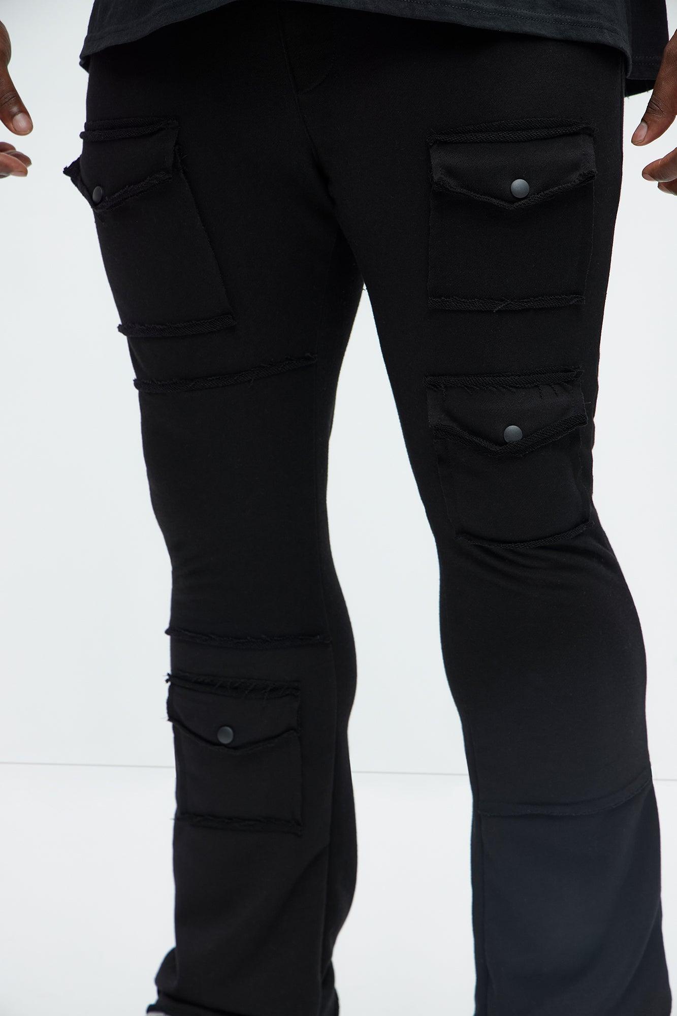 Extra Cargo Flared Sweatpants - Black Product Image