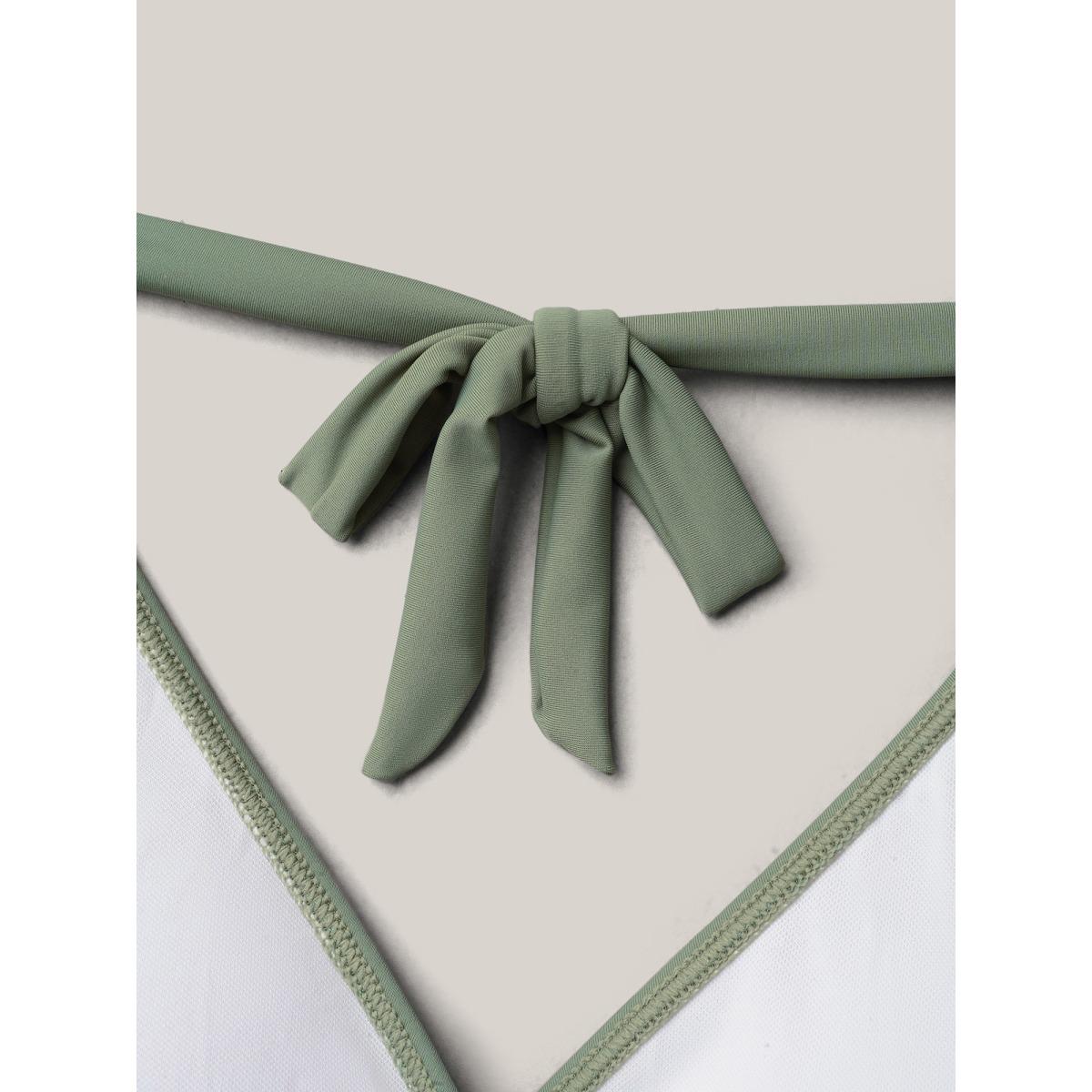 Plus Size Color-Block Panelled Waist-Tie Swim Dress Women's Swimwear ArmyGreen Beach Bodycon Overlap Collar High stretch Curve Swim Dresses BloomChic 18-20/2X Product Image