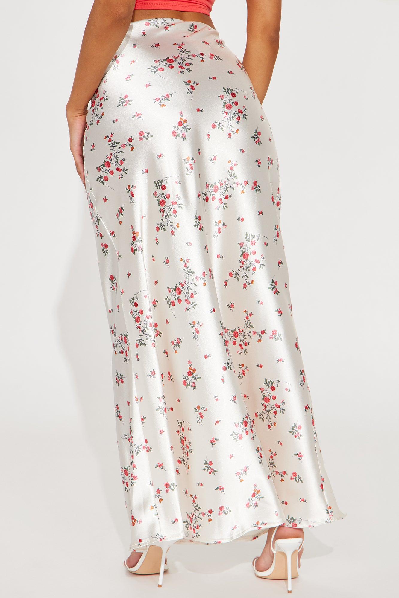 Buy Myself Flowers Satin Maxi Skirt - Champagne Product Image